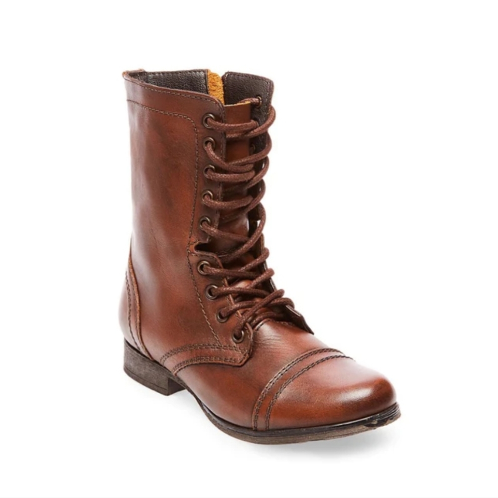 Steve Madden Troopa Brown Leather Combat Boots